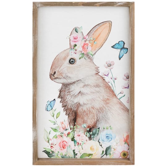 Easter Bunny with Flowers Framed Wall Décor By Northlight in Multicolor-Colored | 16" x 10" | Michaels®